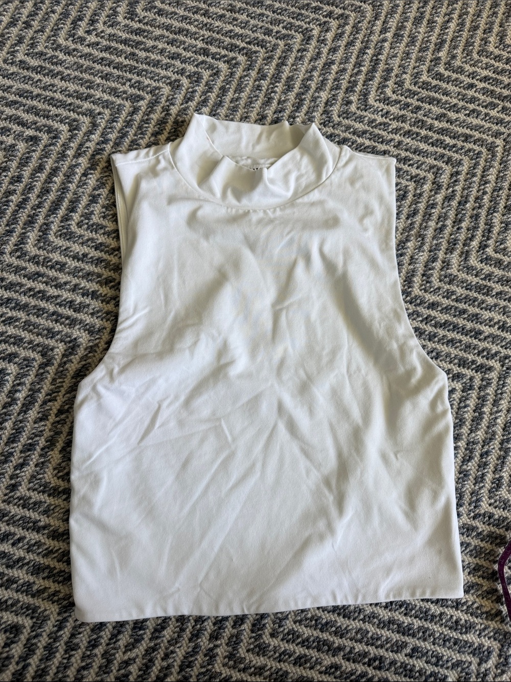 Aritzia Babaton White Sleeveless Mock Neck Top